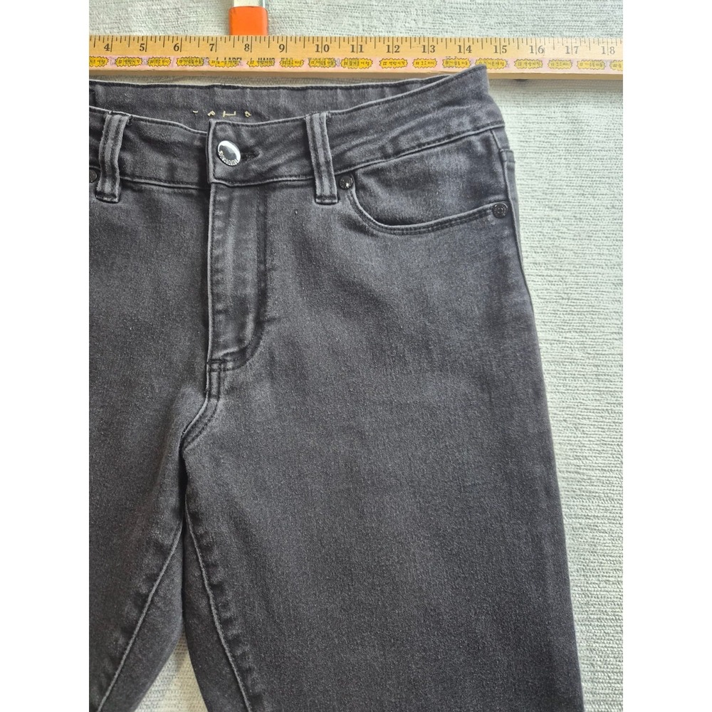 Tahari Jeans Womens 8/29 Black Denim Dark Wash Cotton Stretch Tapered Leg Logo - Picture 3 of 12